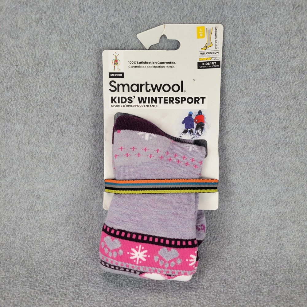 Smartwool Kids Wintersport Merino Wool Socks Purple Bear SW001816H76-L Large NEW